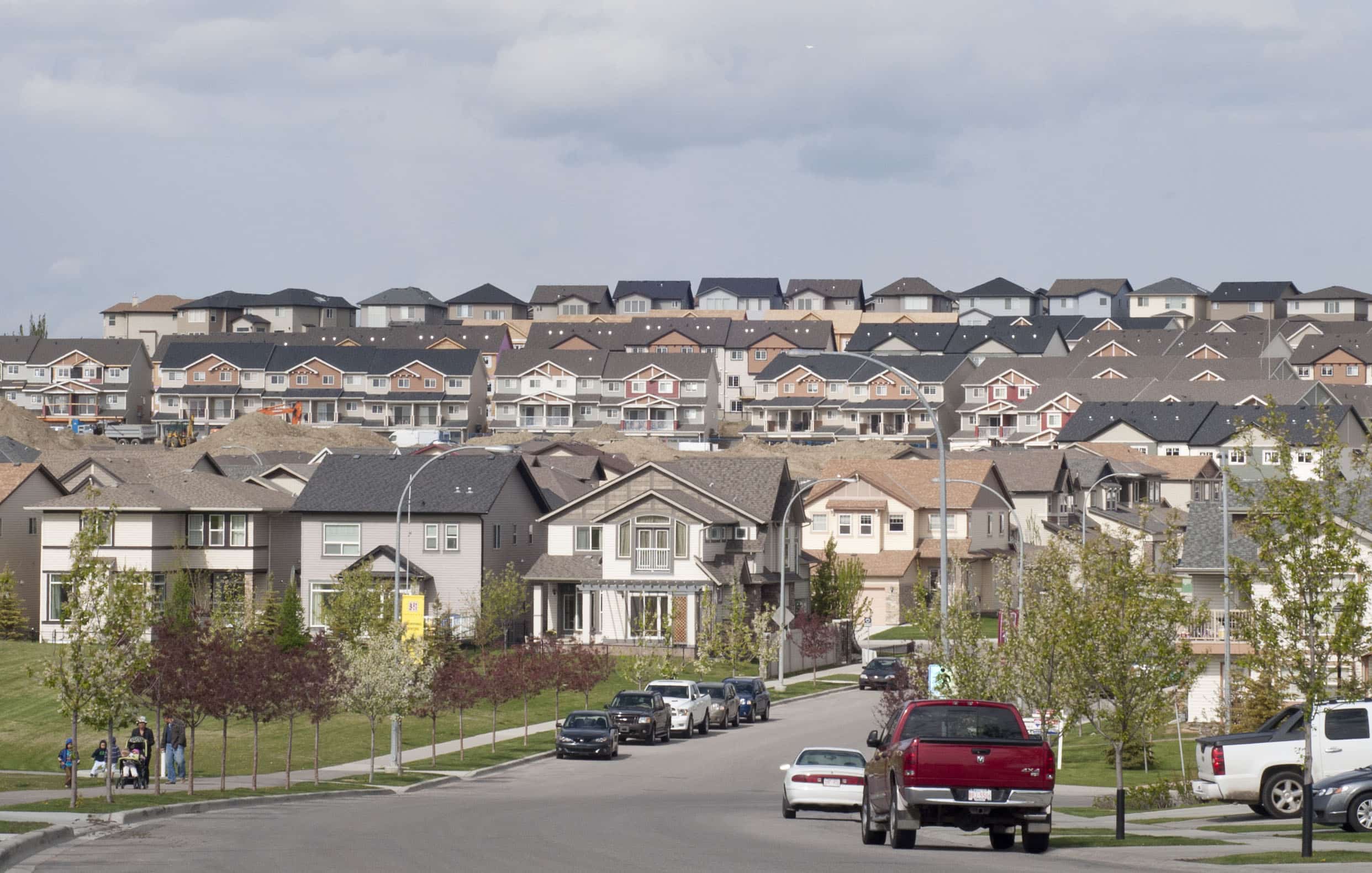 Residential street in the Saddle Ridge community of northeast Calgary